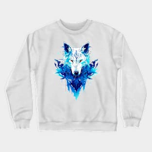 Howling at the Moon: Ice Wolf Design Crewneck Sweatshirt